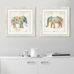 " Boho Paisley Elephant I " by Danhui Nai 2 - Pieces