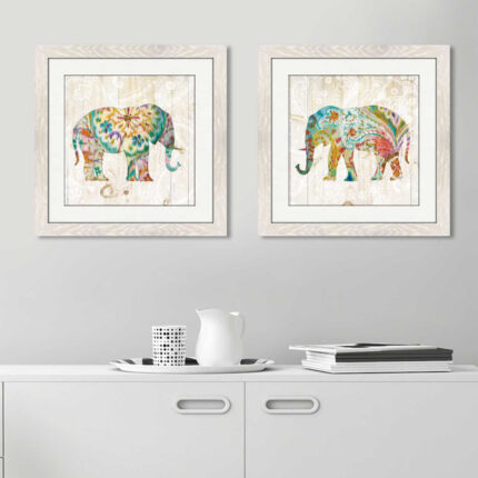 ” Boho Paisley Elephant I ” by Danhui Nai 2 – Pieces - Chic Decora