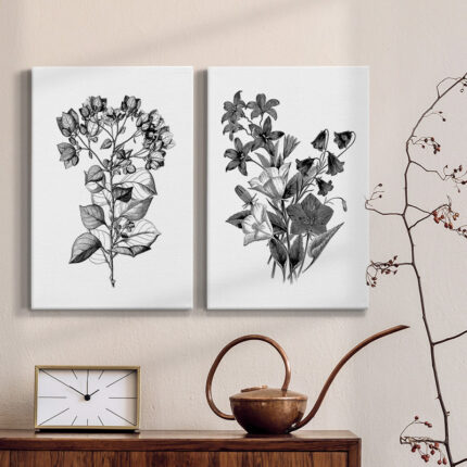 ” Botanical Black And White ” 2 – Pieces - Chic Decora
