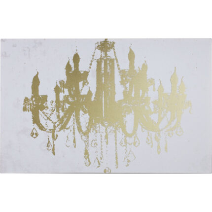 “Champagne Gold Diamond Chandelier” Graphic Art on Wrapped Canvas - Chic Decora