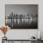 " Chicago Skyline At Night Black And White " - Image 6
