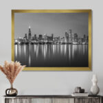 " Chicago Skyline At Night Black And White " - Image 7