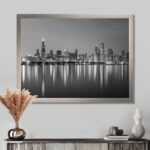 " Chicago Skyline At Night Black And White " - Image 8
