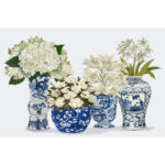 " Chinoiserie Flower Quartet 2, Blue " by Fab Funky