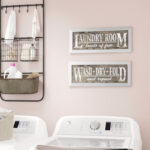 " Classic Gray Laundry Signs On Wood-panel Style Background " by N. Harbick 2 - Pieces