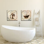 " Classic Prints For Decorating Bathroom; Salle De Bain And Le Baignoire " by Gregory Gorham 2 - Pieces Painting Print - Image 3