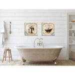 " Classic Prints For Decorating Bathroom; Salle De Bain And Le Baignoire " by Gregory Gorham 2 - Pieces Painting Print - Image 5