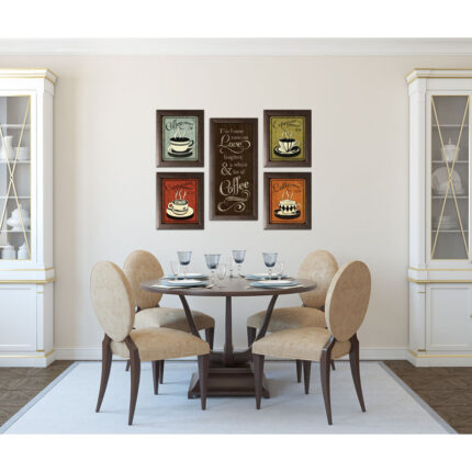 ” Classic Retro Coffee, Espresso, Cappuccino, Latte And This House Runs On Love Laughter And A Whole Lot Of Coffee ” by N. Harbick 5 – Pieces - Chic Decora