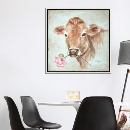 ” Cow With Rose “ - Chic Decora
