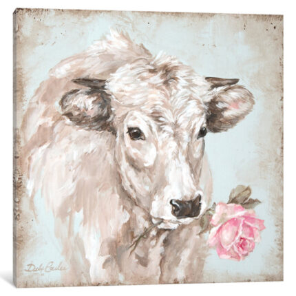 ” Cow With Rose II ” by Debi Coules - Chic Decora