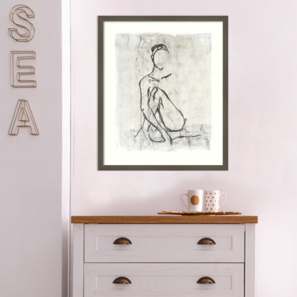 ” Embellished Nude Contour Sketch II ” by Ethan Harper - Chic Decora