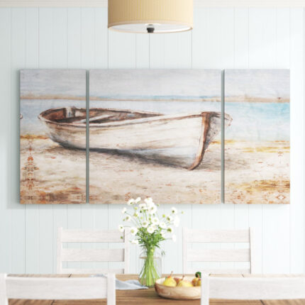 ” Embellished Whitewashed Boat ” 3 – Pieces - Chic Decora