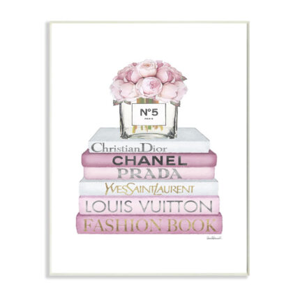 ” Fashion Designer Flower Bookstack Pink White Watercolor “ - Chic Decora
