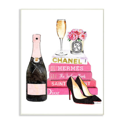 ” Fashion On Book Champagne Heels And Flowers ” by Amanda Greenwood - Chic Decora