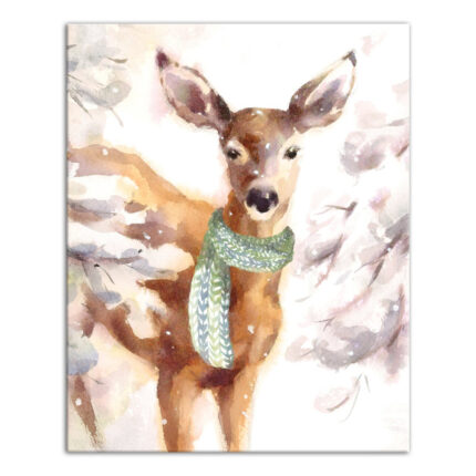 ” Fawn Wearing A Green Scarf “ - Chic Decora