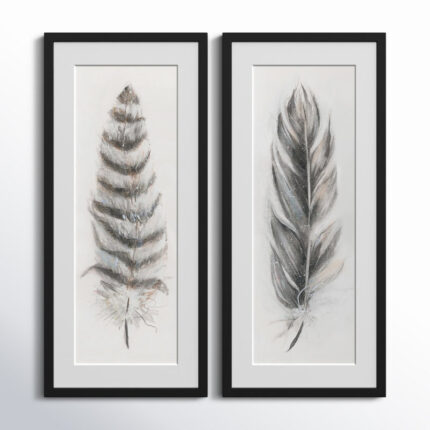 ” Feather Fancy II ” 2 – Pieces Painting Print - Chic Decora
