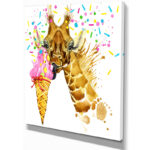 " Giraffe Eating Ice Cream Watercolor " - Image 5
