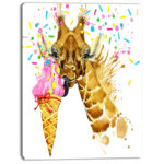 " Giraffe Eating Ice Cream Watercolor " - Image 6