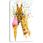" Giraffe Eating Ice Cream Watercolor " - Image 7