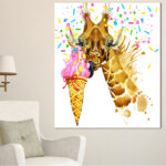 " Giraffe Eating Ice Cream Watercolor " - Image 8