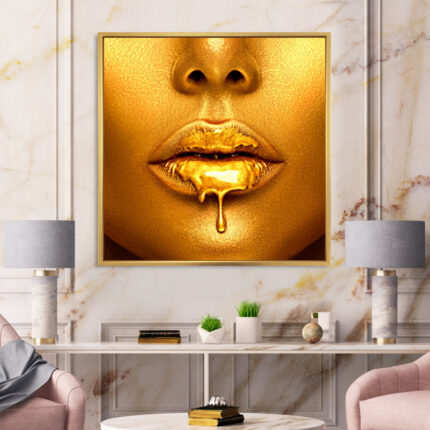 ” Gold Paint Drips From Sexy Woman Lips “ - Chic Decora