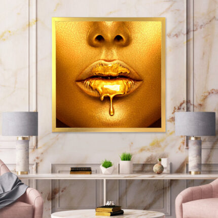 ” Gold Paint Drips From Sexy Woman Lips “ - Chic Decora