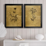 " Gold Sketch Botanical I " 2 - Pieces Painting Print