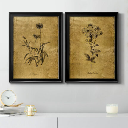 ” Gold Sketch Botanical I ” 2 – Pieces Painting Print - Chic Decora