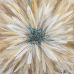 " Golden Daisy In Sunset Glow: Textured Oil Painting Print On Wrapped Canvas " Painting Print - Image 2