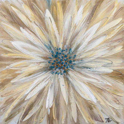 ” Golden Daisy In Sunset Glow: Textured Oil Painting Print On Wrapped Canvas ” Painting Print - Chic Decora
