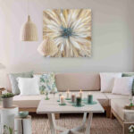 " Golden Daisy In Sunset Glow: Textured Oil Painting Print On Wrapped Canvas " Painting Print - Image 3
