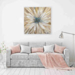 " Golden Daisy In Sunset Glow: Textured Oil Painting Print On Wrapped Canvas " Painting Print - Image 4