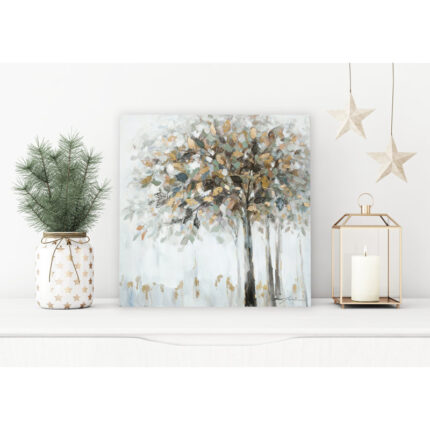 ” Golden Leaf Tree Art Print On Wrapped Canvas “ - Chic Decora