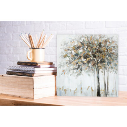 ” Golden Leaf Tree Art Print On Wrapped Canvas “ - Chic Decora