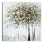 " Golden Leaf Tree Art Print On Wrapped Canvas " - Image 4