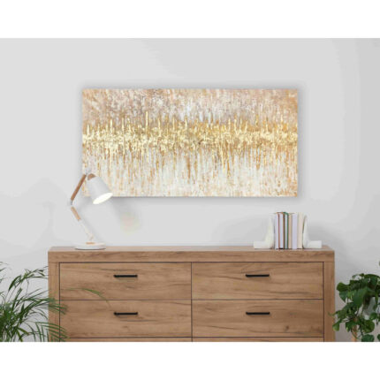 ” Golden Wave – Handmade Gold Foil And Print Canvas Wall Art “ - Chic Decora