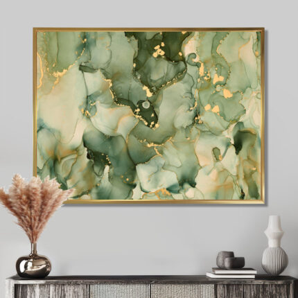 ” Green Luxury Abstract Fluid Art I ” by Designart - Chic Decora