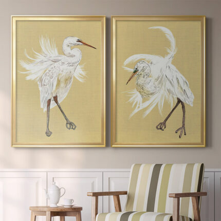 ” Heron Plumage V ” 2 – Pieces Painting Print - Chic Decora