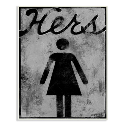 ” Hers Distressed Bathroom Sign “ - Chic Decora
