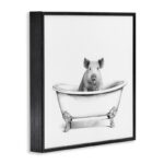 " Hog In Bath Tub Minimal Bathroom Sketch " by Victoria Borges - Image 2