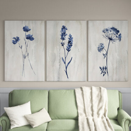 " Indigo Botanical I " 3 - Pieces