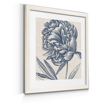 ” Indigo Floral On Linen II – Premium Framed Print – Ready To Hang “ - Chic Decora
