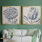 " Indigo Floral On Linen III " 2 - Pieces - Image 7