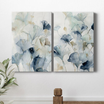 ” Indigo Ginkgo I ” 2 – Pieces - Chic Decora