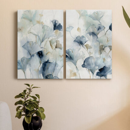 ” Indigo Ginkgo I ” 2 – Pieces - Chic Decora