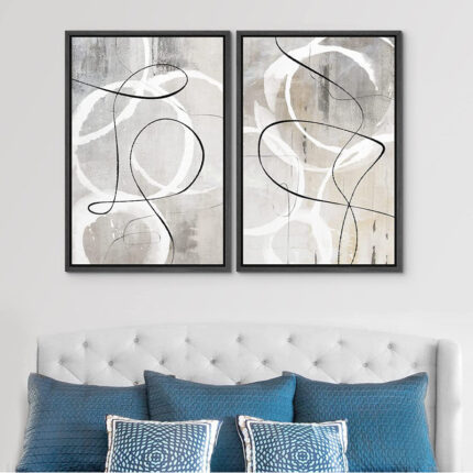 ” Industrial Grunge Gray Line Art Abstract Geometric Graffiti & Street Wall Art. ” 2 – Pieces - Chic Decora