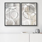 " Industrial Grunge Gray Line Art Abstract Geometric Graffiti & Street Wall Art. " 2 - Pieces - Image 2