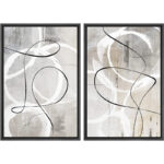 " Industrial Grunge Gray Line Art Abstract Geometric Graffiti & Street Wall Art. " 2 - Pieces - Image 3