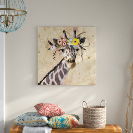 ” Klimt Giraffe II ” by Victoria Borges Painting Print - Chic Decora