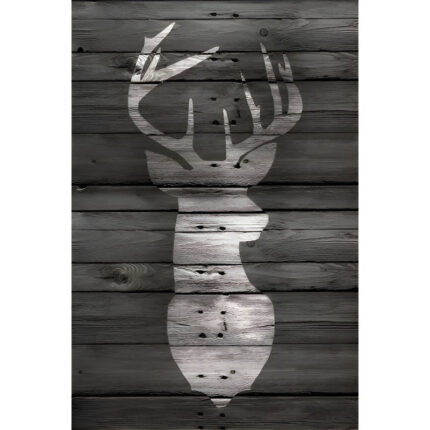 ” Lodge Deer On Black Wood ” by Claudia Schoen - Chic Decora